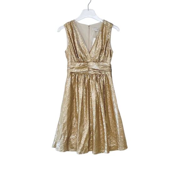 Eva Mendes Lisa Mini Dress in Gold Sequins Size XS - Picture 2 of 5